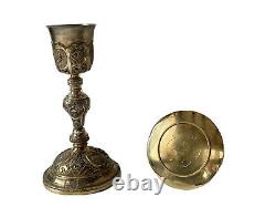 Calice And Patène Silver Massive Vermeil Period 19th Religiosa Antique Chalice