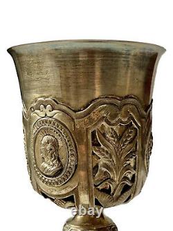 Calice And Patène Silver Massive Vermeil Period 19th Religiosa Antique Chalice