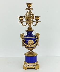 Candelabra Louis XVI Style Bronze Porcelain Napoleon III Era 19th Century