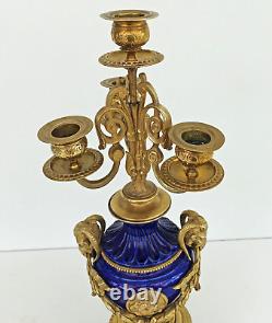 Candelabra Louis XVI Style Bronze Porcelain Napoleon III Era 19th Century