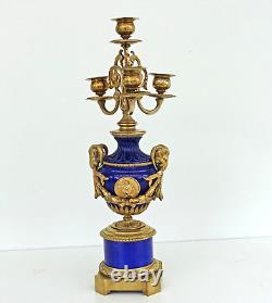 Candelabra Louis XVI Style Bronze Porcelain Napoleon III Era 19th Century