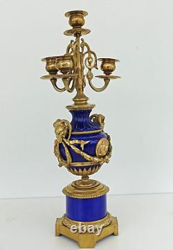 Candelabrum Louis XVI Style Bronze Porcelain Napoleon III Era 19th Century