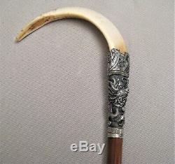 Cane With Pommel Tooth Warthog And Money Era Nineteenth Century