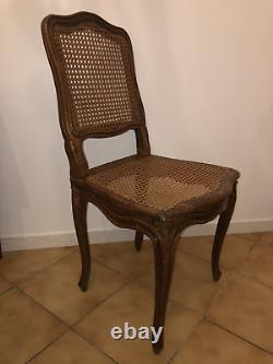 Cane chair from the Louis XV period. Carved solid beechwood, 18th century