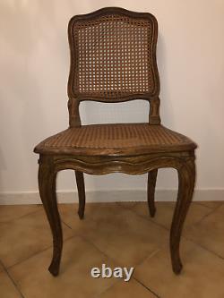 Cane chair from the Louis XV period. Carved solid beechwood, 18th century