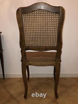 Cane chair from the Louis XV period. Carved solid beechwood, 18th century