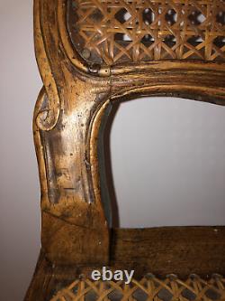 Cane chair from the Louis XV period. Carved solid beechwood, 18th century