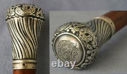 Canne Pommeau Milord Silver Massive Period Art Nouveau Late 19th Century