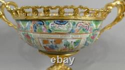 Canton Porcelain Cup And Mount Bronze Golden, Era Xixth