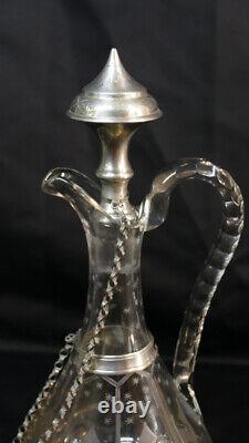 Carafe In Graved Crystal And Silver Massif Era XIX Century