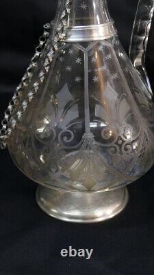 Carafe In Graved Crystal And Silver Massif Era XIX Century