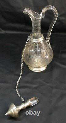 Carafe In Graved Crystal And Silver Massif Era XIX Century