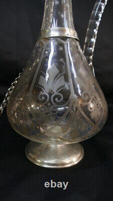 Carafe In Graved Crystal And Silver Massif Era XIX Century