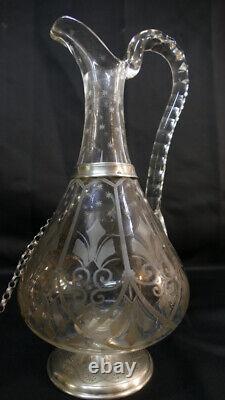 Carafe In Graved Crystal And Silver Massif Era XIX Century