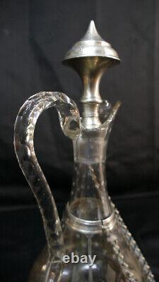 Carafe In Graved Crystal And Silver Massif Era XIX Century