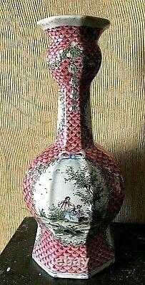 Cartridge-decorated Faience Vase, Meissen, Sp Monogrammed, 19th Century