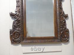 Carved Walnut Mirror with Acanthus Leaves, 19th Century