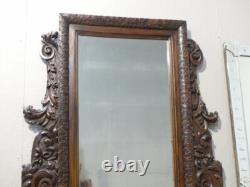 Carved Walnut Mirror with Acanthus Leaves, 19th Century