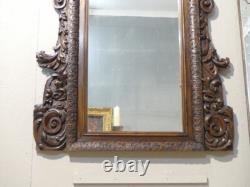 Carved Walnut Mirror with Acanthus Leaves, 19th Century