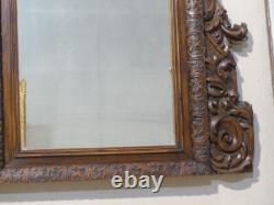 Carved Walnut Mirror with Acanthus Leaves, 19th Century