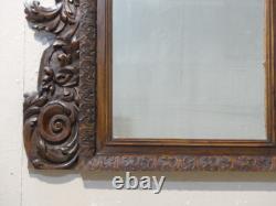 Carved Walnut Mirror with Acanthus Leaves, 19th Century