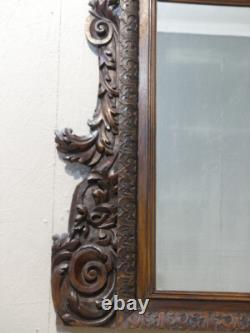 Carved Walnut Mirror with Acanthus Leaves, 19th Century