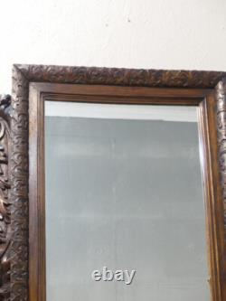 Carved Walnut Mirror with Acanthus Leaves, 19th Century