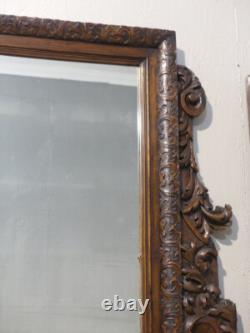 Carved Walnut Mirror with Acanthus Leaves, 19th Century