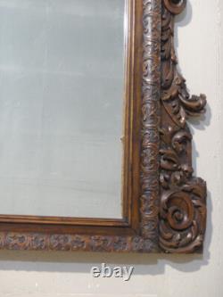 Carved Walnut Mirror with Acanthus Leaves, 19th Century