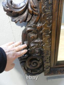 Carved Walnut Mirror with Acanthus Leaves, 19th Century