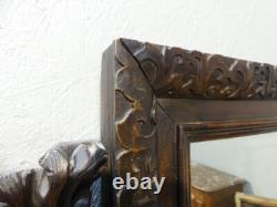 Carved Walnut Mirror with Acanthus Leaves, 19th Century