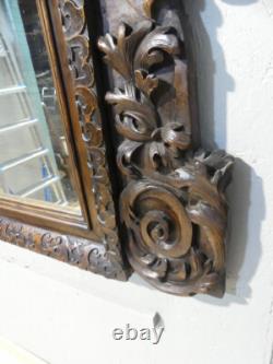 Carved Walnut Mirror with Acanthus Leaves, 19th Century