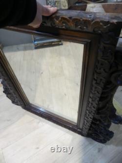 Carved Walnut Mirror with Acanthus Leaves, 19th Century