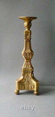 Carved and gilded wooden candlestick, 19th century