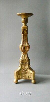 Carved and gilded wooden candlestick, 19th century