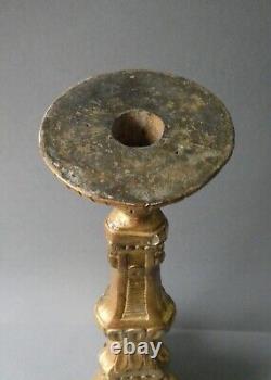 Carved and gilded wooden candlestick, 19th century