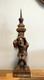 Carved Wooden Candle Holder Depicting A Grotesque Character, 19th Century