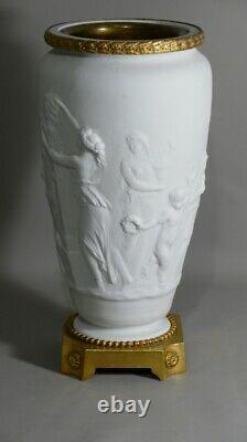 Cassolette Vase In Biscuit With Antique And Golden Bronze, 19th Century Period