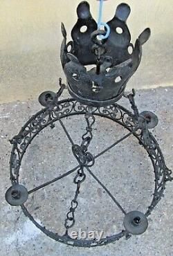 Castle Chandelier 19th Century Wrought Iron Style High Age