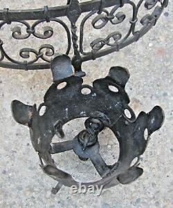 Castle Chandelier 19th Century Wrought Iron Style High Age