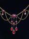 Catalan Draperie Necklace In 18k Gold Set With Garnets Perpignan Xixth