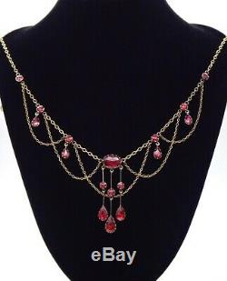 Catalan Draperie Necklace In 18k Gold Set With Garnets Perpignan Xixth
