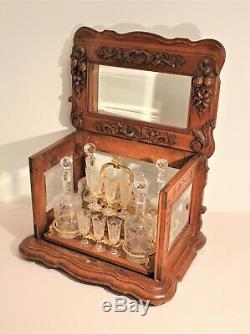 Cellar Liquor Walnut Crystal And Bronze Nineteenth Century Era