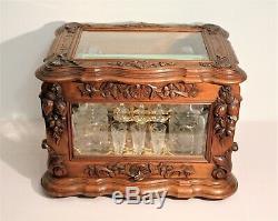 Cellar Liquor Walnut Crystal And Bronze Nineteenth Century Era