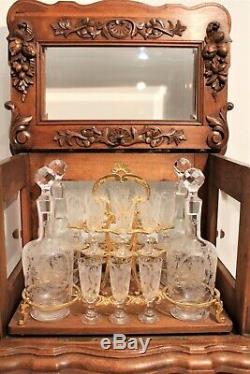 Cellar Liquor Walnut Crystal And Bronze Nineteenth Century Era