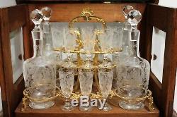 Cellar Liquor Walnut Crystal And Bronze Nineteenth Century Era