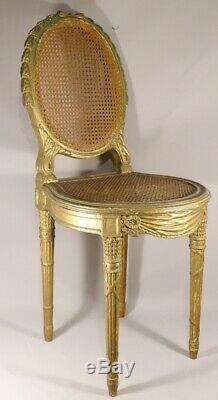 Chair Louis XVI Carved And Gilded And Caning, Time XIX Century