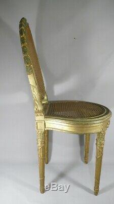 Chair Louis XVI Carved And Gilded And Caning, Time XIX Century