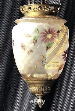 Chandelier / Lantern Napoleon IIII Enamelled Glass And Painted Epoque Xixeme