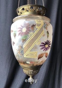 Chandelier / Lantern Napoleon IIII Enamelled Glass And Painted Epoque Xixeme